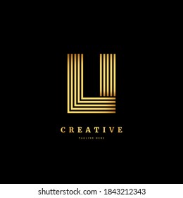 Initial letter U with striped line. Luxury monogram  logo design concept, fit for company and business.