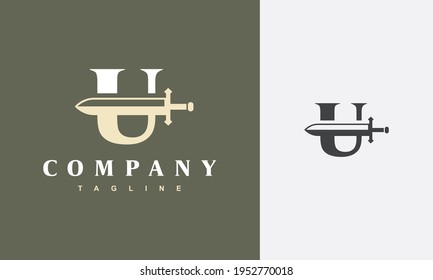 	
initial letter U sword logo	