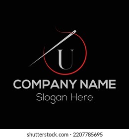 Initial Letter U Tailor Logo, Needle and Thread Combination. Needle logo, Embroider, Textile, Fashion, Cloth, Fabric Template