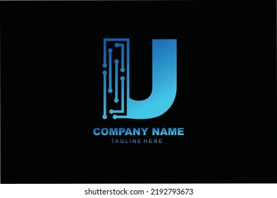 logotipo de tecnología de letras iniciales U