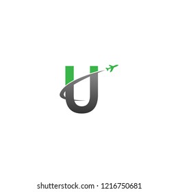 Initial Letter U Transportaion, Airplane, Aircraft Log Design