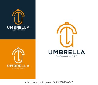 Initial letter U with umbrella logo design vector illustration inspiration