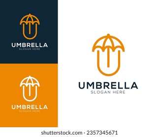Ursprünglicher Buchstabe U mit Schirm-Logo-Design, Vektorgrafik-Inspiration