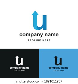 initial letter u with upward arrow for finance, development, success, training business logo concept