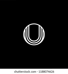 Initial letter U UU UUU OU UO minimalist art monogram shape logo, white color on black background.