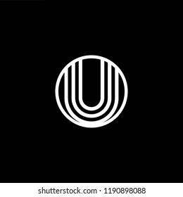 Initial letter U UU UUU UO OU minimalist art monogram shape logo, white color on black background.