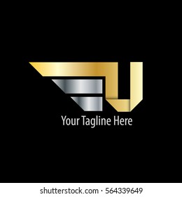 Initial Letter U V With Wings Design Logo