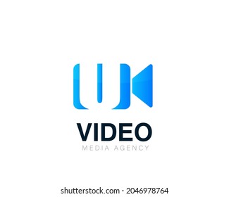 Initial letter u video conference and chat video logo