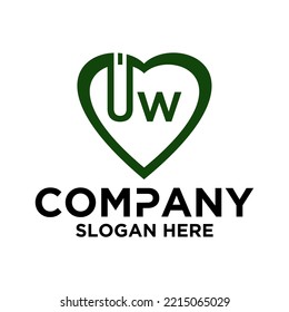 Initial letter u w in love shape logo vector design