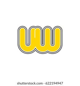 initial letter u and w. uw monogram outline logo