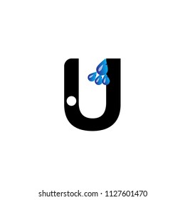 Initial Letter U With Water Drop Logo