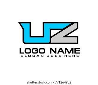 Initial letter U & Z logo template vector