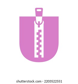 Anfangsbuchstaben U Zipper Logo für Modemantel, Stickerei und Textil-Symbol-Identitätsvektor-Vorlage