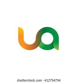 initial letter ua linked round lowercase logo orange green