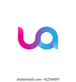 initial letter ua linked round lowercase logo pink blue purple