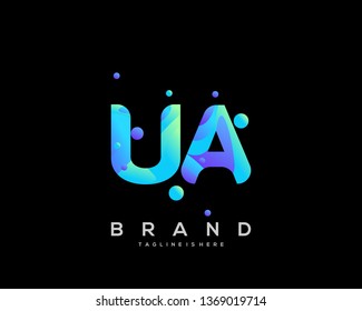 Initial letter UA logo with colorful background, letter combination logo design for creative industry, web, business and company. - Vector