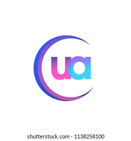 initial letter UA logotype company name, coloreful and swoosh design. vector logo for business and company identity.