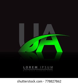 initial letter UA logotype company name colored green and black swoosh design. vector logo for business and company identity.
