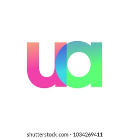 Initial Letter UA Lowercase Logo green, pink and Blue, Modern and Simple Logo Design.