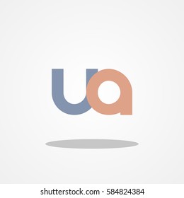 Initial letter UA lowercase logo design template gray blue brown