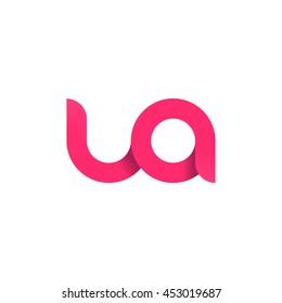 initial letter ua modern linked circle round lowercase logo pink