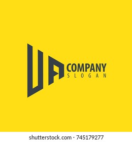 Initial Letter UA VA Linked Triangle Design Logo