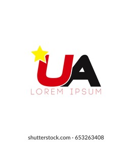 Initial letter ua yellow star logo red black