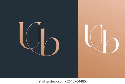 Letra inicial UB BU logotipo design vetor ilustração para casal, casamento e negócios