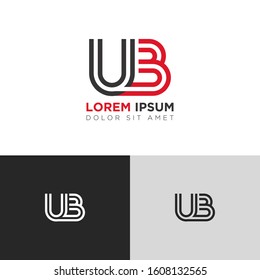 Initial Letter UB linked uppercase overlap modern logo design template. Suitable for business, consulting group company