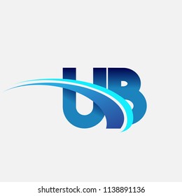 initial letter UB logotype company name colored blue and swoosh design. vector logo for business and company identity.