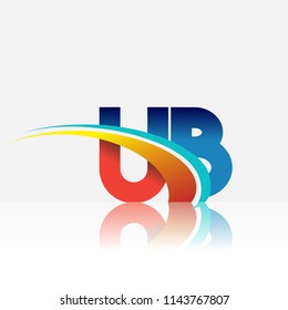 initial letter UB logotype company name colored red and blue and swoosh design. vector logo for business and company identity.
