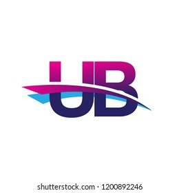 initial letter UB logotype company name colored blue and magenta swoosh design. vector logo for business and company