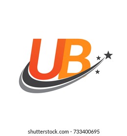 initial letter UB logotype company name colored orange and grey swoosh star design. vector logo for business and company identity.