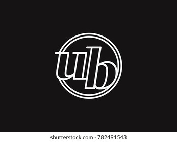 Initial letter ub lowercase outline inside the circle logo template white on black background