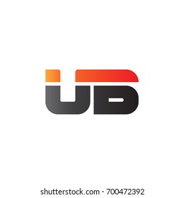 Initial letter UB, straight linked line bold logo, gradient fire red black colors