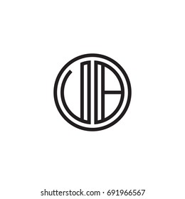 Initial letter UB, VB, minimalist line art monogram circle logo, black color