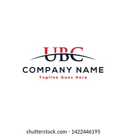 Initial letter UBC, overlapping movement swoosh horizon logo company design inspiration in red and dark blue color vector