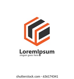 Initial letter UC box design logo