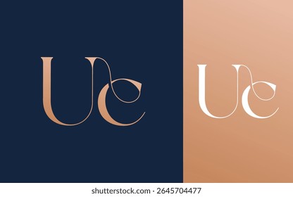 Ursprünglicher Buchstabe UC CU Logo Design Vektorgrafik für Paar, Hochzeit und Geschäft