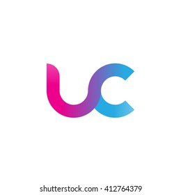 initial letter uc linked round lowercase logo pink blue purple