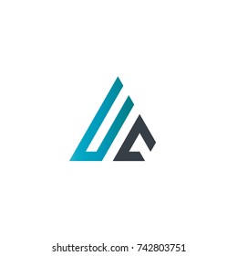 Initial Letter UC Linked Triangle Design Logo