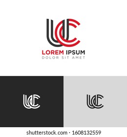 Initial Letter UC linked uppercase overlap modern logo design template. Suitable for business, consulting group company