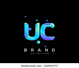 Initial letter UC logo with colorful background, letter combination logo design for creative industry, web, business and company. - Vector