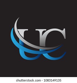 initial letter UC logotype company name colored blue and grey swoosh design. vector logo for business and company identity.