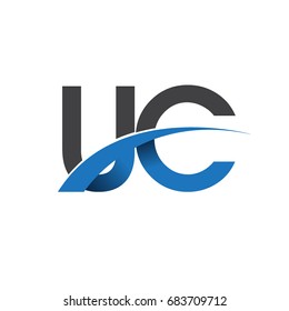 initial letter UC logotype company name colored blue and grey swoosh design. vector logo for business and company identity.
