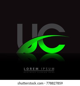 initial letter UC logotype company name colored green and black swoosh design. vector logo for business and company identity.
