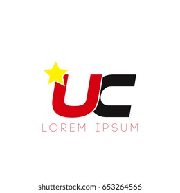Initial letter uc yellow star logo red black
