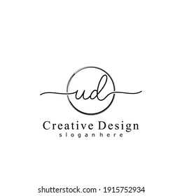 Initial letter UD calligraphy handwritten logo. Handwritten alphabet in the logo template. Letters and Alphabet for your logo design.