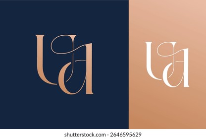 Letra inicial UD DU logotipo design vetor ilustração para casal, casamento e negócios