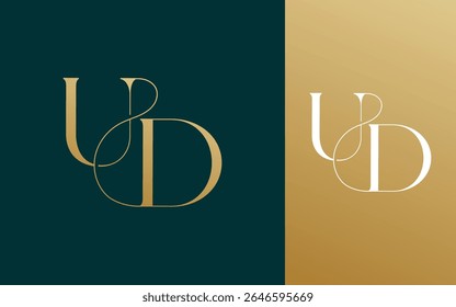 Letra inicial UD DU logotipo design vetor ilustração para casal, casamento e negócios